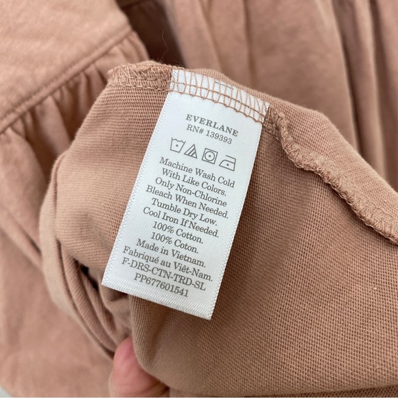 Everlane The Weekend Cotton Tiered Midi Dress Pink Mauve Size Large - Picture 6 of 6